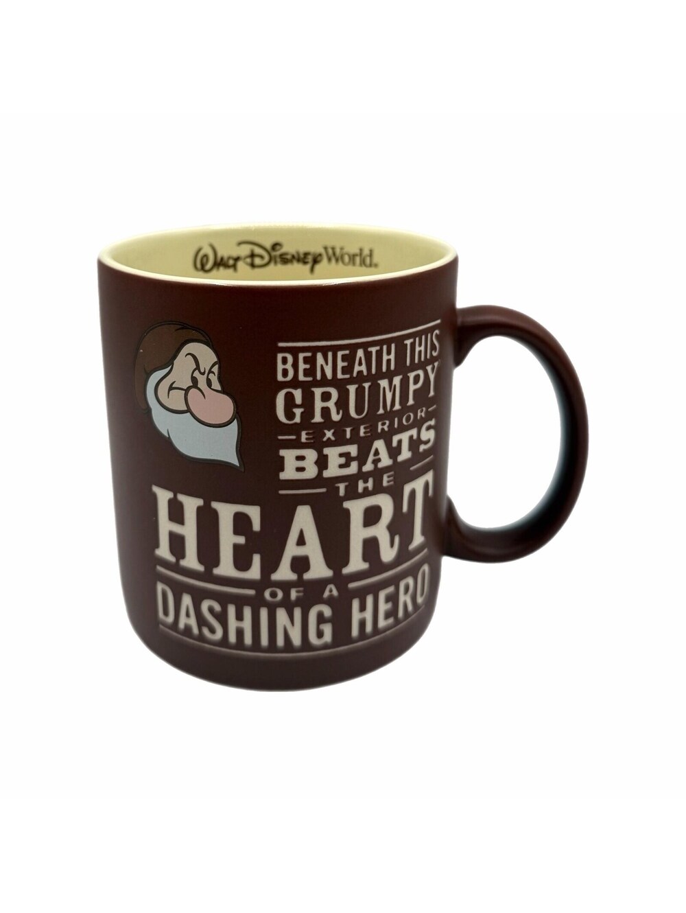 Walt Disney Parks Grumpy Heart of a Dashing Hero Oversized Brown Coffee Mug
